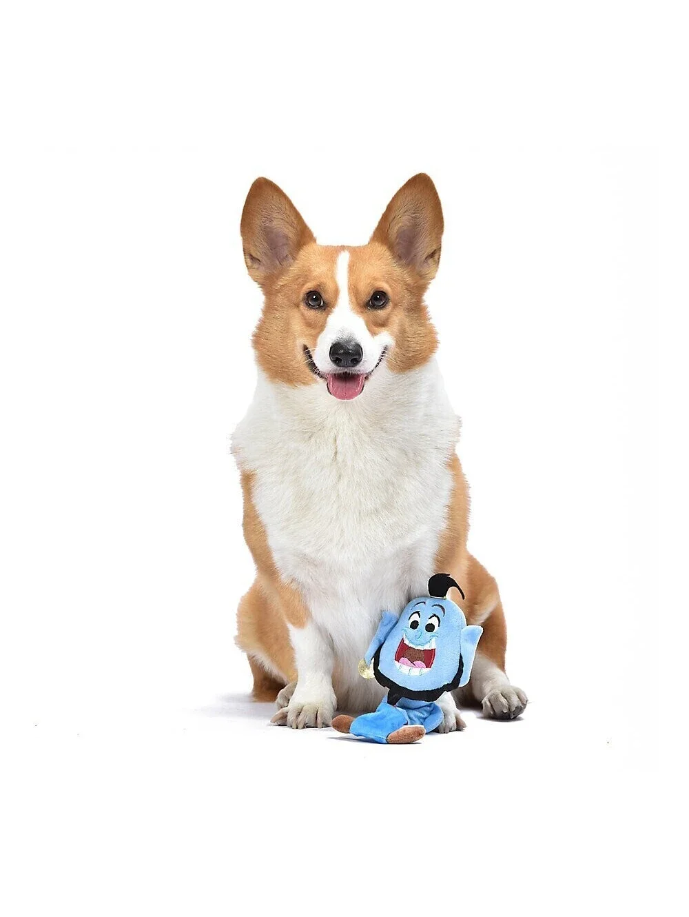Disney 100 Aladdin Genie Plush Bungee Dog Toy with Squeaker, New Blue Pet Toy